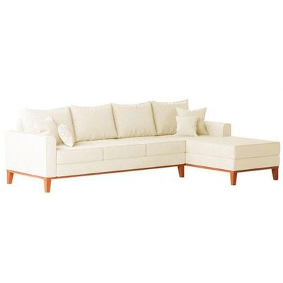 Sofá 4 Lugares Beny Com Chaise Direito Corino Bege