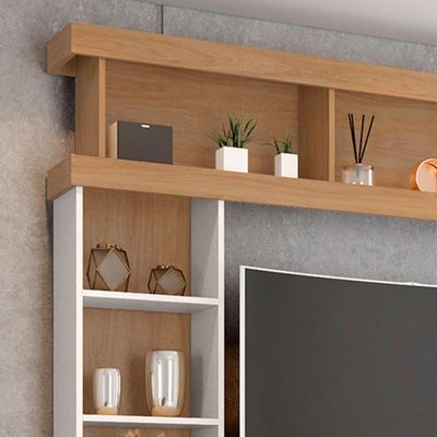 Estante Para Tv De Até 47 Polegadas Com 8 Nichos E 2 Portas Mari Mdp Nature-off White