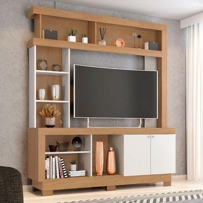 Estante Para Tv De Até 47 Polegadas Com 8 Nichos E 2 Portas Mari Mdp Nature-off White