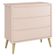 Quarto De Bebê Theo 3 Portas Cômoda Gaveteiro Rosa Com Pés Madeira Natural - Reller