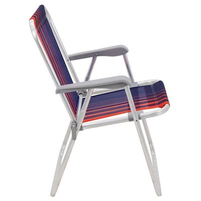 Kit 02 Cadeiras De Praia Tramontina Samoa Alta Em Alumínio C/ Assento Azul Escuro E Laranja 92900000