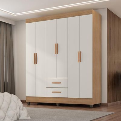 Guarda Roupa Casal Lite 6 Portas Nature Of White - Móveis Leão