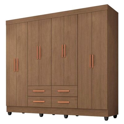 Guarda Roupa Casal Porto Com Cômoda Lite 4 Gavetas 2 Portas Carvalho Oak - Móveis Leão