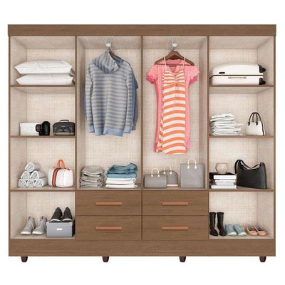 Guarda Roupa Casal Porto Com Cômoda Lite 4 Gavetas 2 Portas Carvalho Oak - Móveis Leão