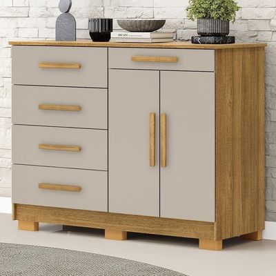 Cômoda Sapateira Para Quarto 2 Portas 5 Gavetas Biana V01 Nature Fendi - Lyam Decor