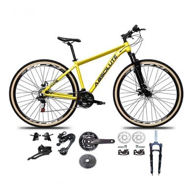 Bicicleta Aro 29 Absolute Nero 5 Kit 2x9 Gta Sunrun K7 Freio A Disco Garfo Com Trava Amarelo 17