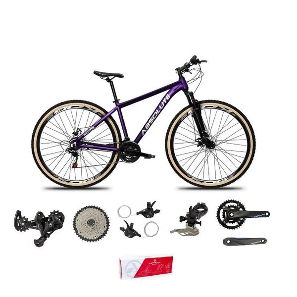 Bicicleta Aro 29 Absolute Nero 5 Alumínio 2x9 Freios Hidráulicos K7 Garfo Com Trava 18v Roxo 13.8