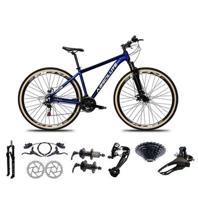 Bicicleta Aro 29 Absolute Nero 5 Alumínio 27v Freio Hidráulico K7 Garfo Com Trava Mtb Azul 19