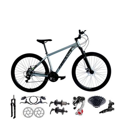 Bicicleta Aro 29 Absolute Nero 5 Alumínio 24v Câmbios Shimano Freio Hidráulico K7 Garfo Comtrava Cinza 19