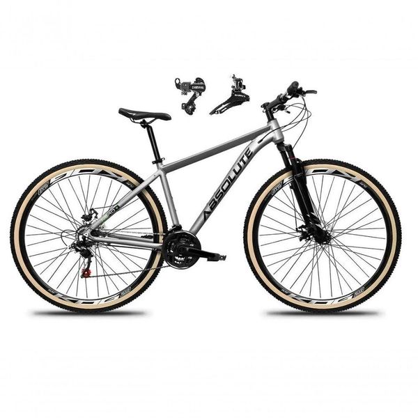 Bicicleta Aro 29 Absolute Nero 5 Alumínio 24v Câmbios Shimano Freio A Disco Mountain Bike Cinza 19