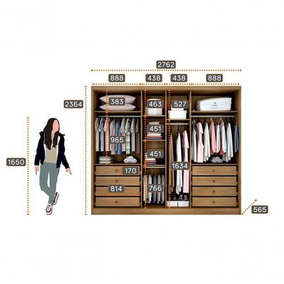 Guarda Roupa Casal Com Espelho 6 Portas 8 Gavetas - Robust -cumaru-fendi - Móveis Horizonte