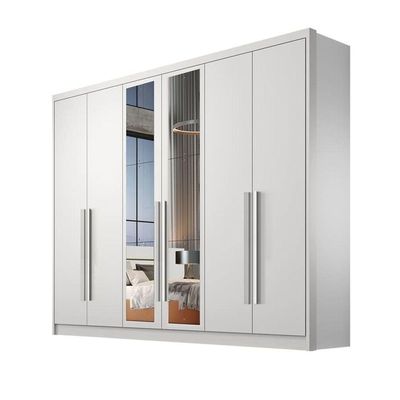 Guarda Roupa Casal Com Espelho 6 Portas 8 Gavetas - Robust -branco - Móveis Horizonte