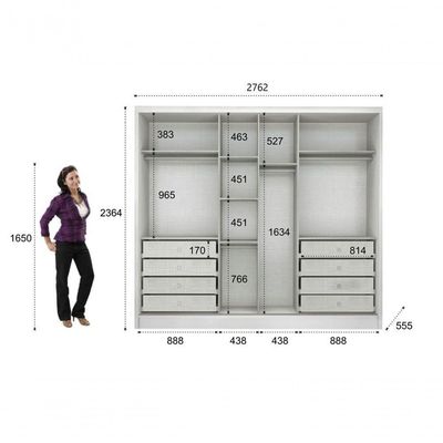 Guarda Roupa Casal Com Espelho 6 Portas 8 Gavetas - Robust -branco - Móveis Horizonte