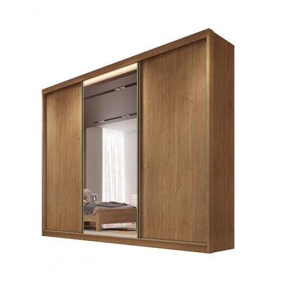 Guarda Roupa Casal Com 1 Porta Espelhada 8 Gavetas - Diamond-cumaru - Móveis Horizonte