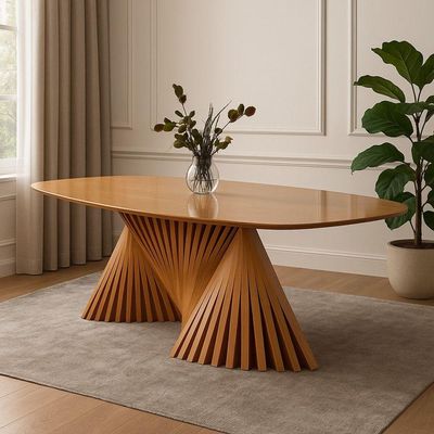Mesa De Jantar Com Base Escultural 2,20x100 Opala Harmonia