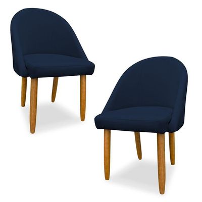 Kit 02 Cadeiras Decorativa Estofada Para Sala Recepção Cozinha Lua Star Veludo Azul Marinho Do Lar Móveis E Decoração