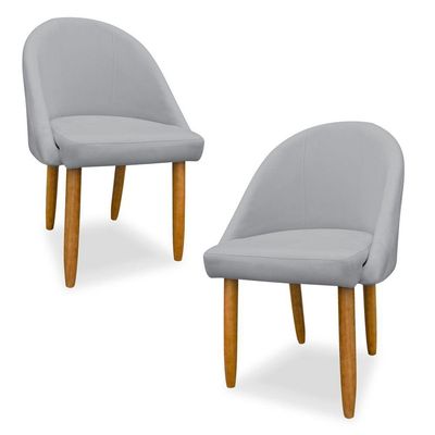 Kit 04 Cadeiras Decorativa Estofada Para Sala Recepção Cozinha Lua Star Veludo Cinza Claro Do Lar Móveis E Decoração