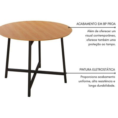 Mesa Redonda 90cm Modelo Festa - Base Preto Fosco