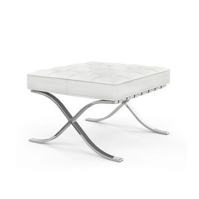 Poltrona Barcelona Com Puff Base Cromada Branco
