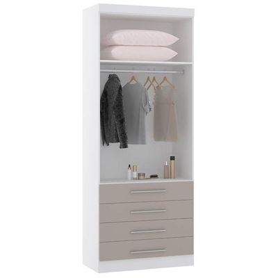Guarda Roupa Modulado 90cm 2 Portas 4 Gavetas Taiga Branco/cinnamon L01 - Mpozenato