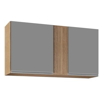 Armário Aéreo 100cm 2 Portas Indiana Castanho/cinza - Lumil Móveis