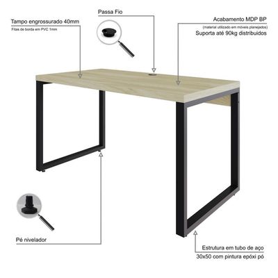Mesa Operacional 135x70x75cm Yon - Ciliegio-est.preta Ciliegio-est.preta