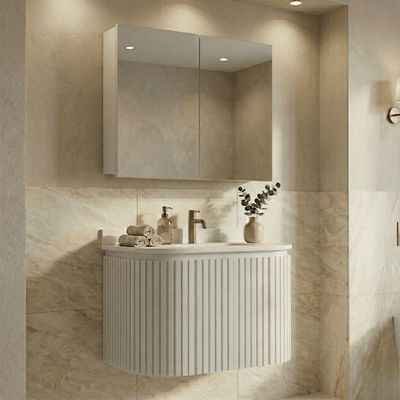 Gabinete para Banheiro Emma Suspenso 2 Portas MDF 80CM Branco com Cuba