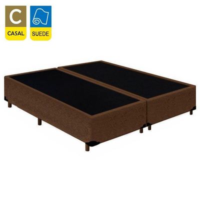 Cama Box Casal Bipartido Suede Mega Cama Marrom 138x188x42cm