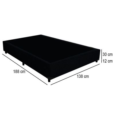 Cama Box Casal Suede Mega Cama Preto 138x188x42cm