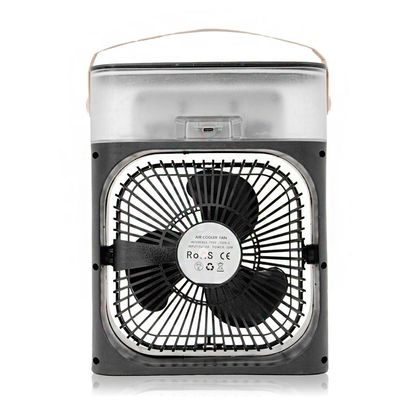 Mini Ventilador Climatizador 3 Em 1 Com Umidificador E Luz Led – Usb, Portátil, Silencioso De Mesa Preto