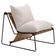 Poltrona Decorativa Turim Base Aço Preto Recouro Camel Linho Off White - Nexta Casa