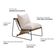Poltrona Decorativa Turim Base Aço Preto Recouro Camel Linho Off White - Nexta Casa