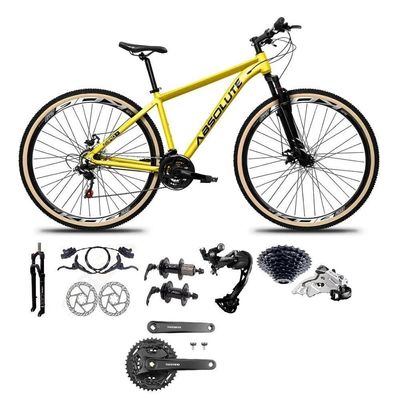 Bicicleta Aro 29 Absolute Nero 5 Câmbios Shimano Alívio-altus 27v Freio Hidráulico Garfo C-trava amarelo Tam: 19