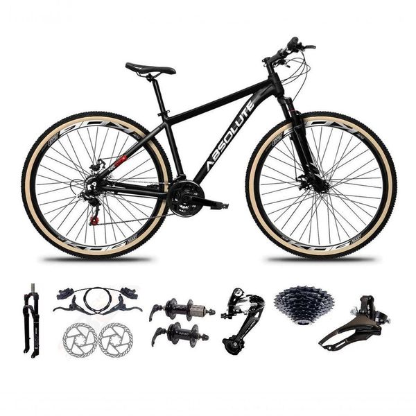 Bicicleta Aro 29 Absolute Nero 5 Freio Hidráulico K7 27v Alumínio Garfo Com Trava Mtb preto Tam: 19