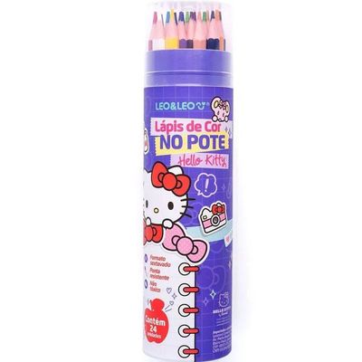 Lapis De Cor No Pote Hello Kitty - 24 Cores - Leo & Leo