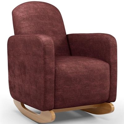 Poltrona De Amamentação Com Balanço Orgânica Saori W01 Linho Bordo - Lyam Decor