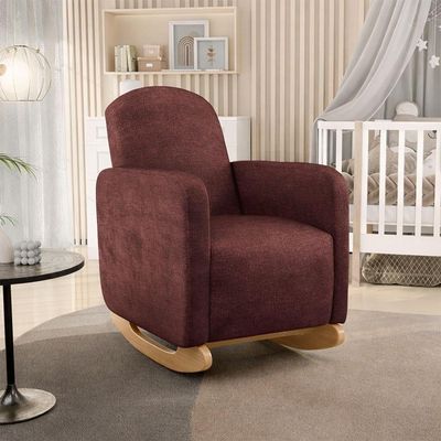Poltrona De Amamentação Com Balanço Orgânica Saori W01 Linho Bordo - Lyam Decor