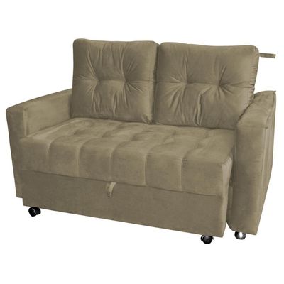 Sofá Cama Para Sala De Estar Remy Veludo Turkey Cappuccino