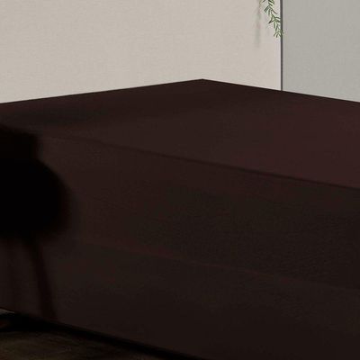 Jogo De Cama Solteiro Nobre 2 Peças Luva De Box 55cm De Altura Malha 100% Algodão - Marrom