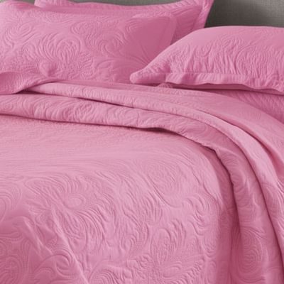 Kit Cobre Leito Colcha Basic Casal 3 Peças Dupla Face Liso Classic - Rosa Chiclete - 100% Poliéster