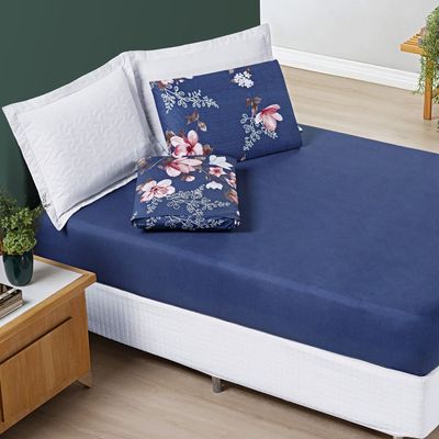 Jogo de Lençol Júlia Queen 3 Peças Micropercal 200 Fios Floral - Encantada