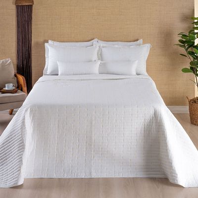 Kit Cobre Leito Queen + Almofada 5 Peças Bordado Urbany Hipercal 400 Fios 100% Poliéster - Branco