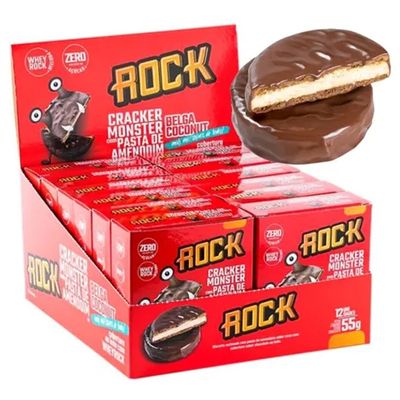Alfajor Recheado Cracker Monster Pasta Amendoim Rock Peanut - Belga Coconut