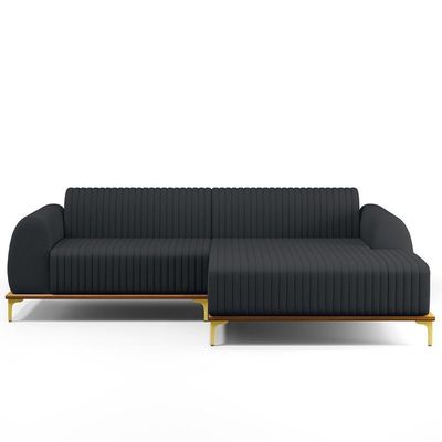 Sofá 4 Lugares Com Chaise Direito 265cm Chumbo