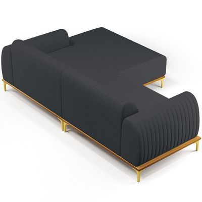 Sofá 4 Lugares Com Chaise Direito 265cm Chumbo