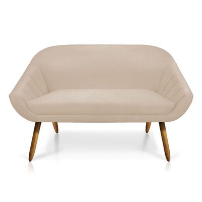 Kit 01 Namoradeira 02 Lugares e 02 Poltronas Giovana Suede Castanho Bege
