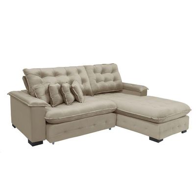 Sofá Berlin 2.65x2.10m Com Chaise Super Pillow Top - Bege