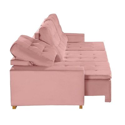 Sofá Modular 6 Lugares Retrátil E Reclinável 3.05M Rose