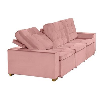 Sofá Modular 6 Lugares Retrátil E Reclinável 3.05M Rose