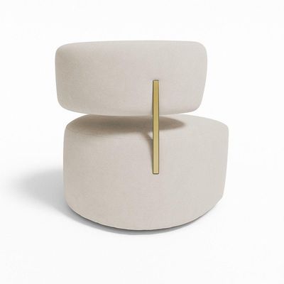 Poltrona Decorativa Orgânica Maya Veludo Bege Ferro Dourado - Pallazio